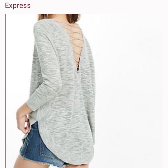 Express Sweaters - Express olive green sweater with back cross cross detail